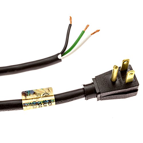 Kord King Usa Made Industrial Grade 3-Prong Sjt 14/3 Ul-Certified Replacement Power Supply Cord, 10 Ft Coiled With Right Angle Plug And Bare Ends (Black) #TOP2