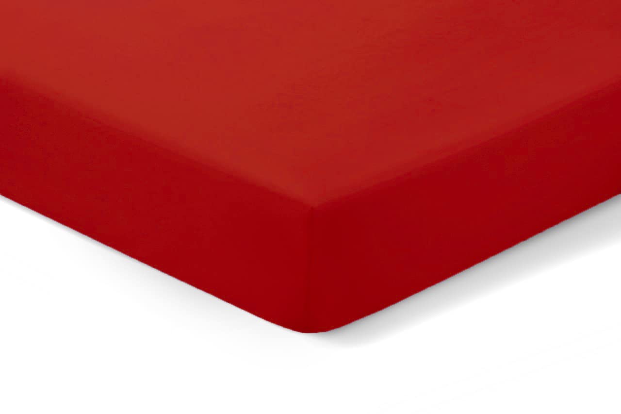 Amigozone Red Extra Deep 16"(40Cm) Non Iron Percale Pollycotton Fitted Sheets (Pair Of Pillow Cases Only, )