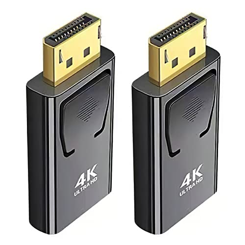 SK DEPOT Displayport to HDMI Adapter(2 pack), 4K DP to HDMI Converter Displayport 1.4V Nickel Plated for Desktop, Laptop, Projector, HDTV (DP Male to HDMI Female, Black & Gold, 2 Pack)
