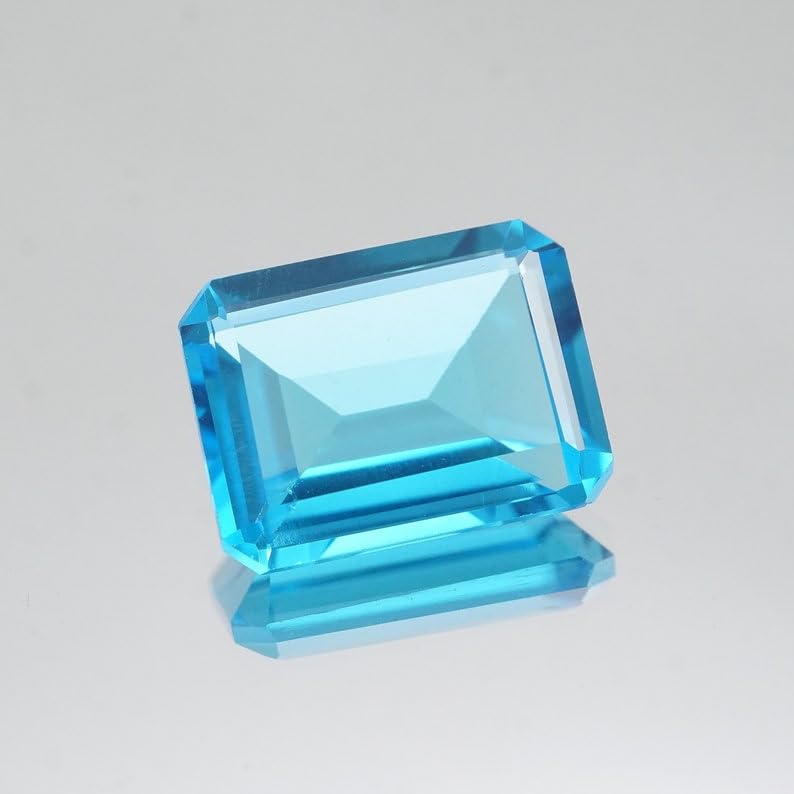 Topaze bleue pour fabrication de bijoux, gemme rectangulaire 7 x 5 mm - 5