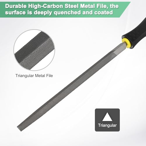 M METERXITY Triangular Metal File 8 Inch, High Carbon Steel File Diamond File Hand File W PVC Grip Handle for Wood/Metal/Ceramic/Glass/Stone/Jewelry/Tile/Model/DIY/Sharpening File 2 M METERXITY Triangular Metal File 8 Inch, High Carbon Steel File Diamond File Hand File W PVC Grip Handle for Wood/Metal/Ceramic/Glass/Stone/Jewelry/Tile/Model/DIY/Sharpening File - Image 2