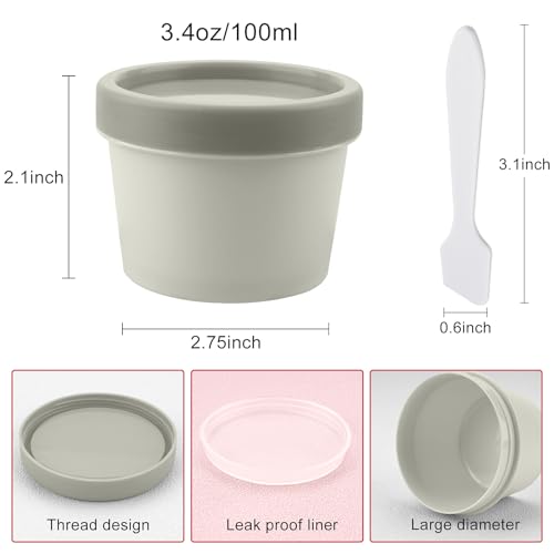 Cosywell Travel Containers for Toiletries Plastic Cream Jars 3.4oz/100ml Empty Cosmetic Pot Jars 4 Pieces Refillable TSA Approved Leak-proof Travel Size Accessories with Lids（Black）2