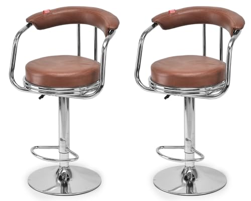 Image of GOYALSON Classic Height Adjustable and Revolving Bar Stool Kitchen Chair (2, Tan)