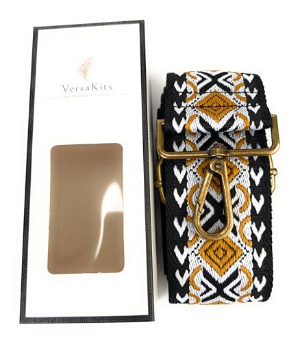 Image of Purse Strap Replacement for Crossbody Bags & Handbags | Premium Webbing with Bronze Hardware Clip-On Installation Adjustable Length Comfortable Wide Guitar Style Strap