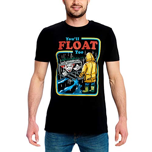 Stephen Kings ES Camiseta para Hombre Tendrás flotado de cómic Pennywise Georgie Cotton Black - M