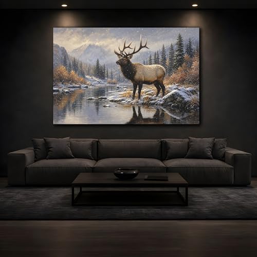 Impression sur toile élan grand format 90x60 cm déco murale
