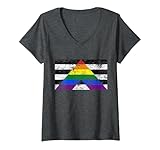 Photo Gallery donna bandiera vintage straight ally pride maglietta con collo a v Photo Gallery donna bandiera vintage straight ally pride maglietta con collo a v