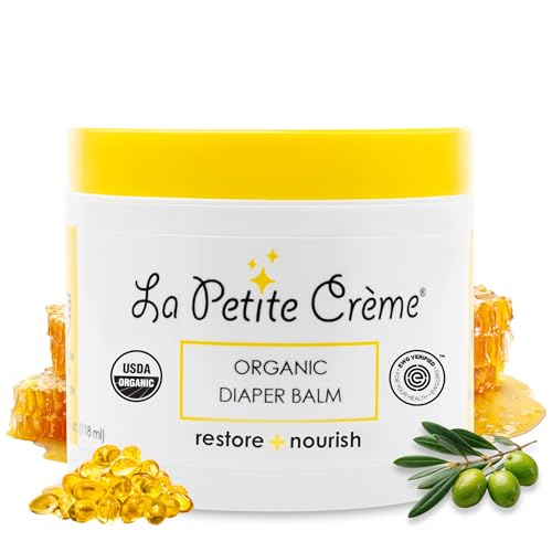 Image of La Petite Creme French Organic Diaper Balm (4 oz) - Healing & Nourishing Diaper Cream - Gentle & Safe Liniment Baby Lotion - USDA Certified Organic - Baby Essentials for Newborn