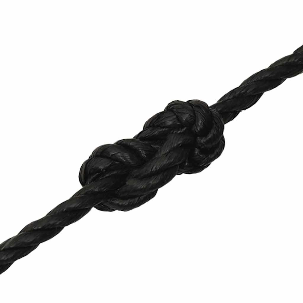vidaXL Cuerda de Trabajo Seguridad Incendio Escalada Aire Libre Exterior Camping Torcida Bricolaje Artesanía Polipropileno Negro 10 mm 50 m