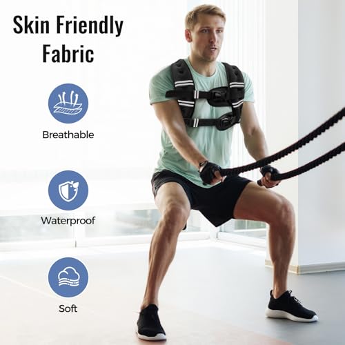 Image of Zeerun Weighted Vest, 6lb /8lb /10lb /12lb /15lb /18lb /20lb /24lb /30lb for Men Women, Reflective Stripe Adjustable Buckle, Comfortable Durable Rucking Vest for Walking Running Strength Training
