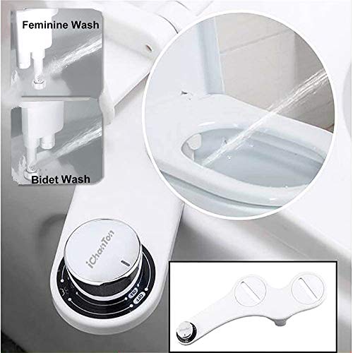 Bidet, iChanTon CT-B01 Non-Electric (Frontal & Rear/Feminine Wash) Bidet Toilet Attachment with Dual