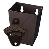 Tree-Mount Retro Cast Iron Bottle Opener Wall Mounted with Vintage Narrow Stainless Removable Cap...