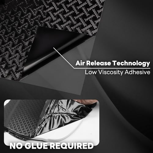 Image of Lypumso Carbon Fiber Vinyl Wrap, Gloss Black Vinyl Film with Air Release Suitable for Auto Exterior Interior Decor, Grid Brushed Metal Self Adhesive Decal for Cars (Black Small Square, 1ft x 5ft)