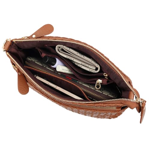 vegan leather crossbody bag for women small shoulder purse with braided top handle versatile tote bag with adjustable strap