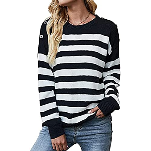 Briskorry Dames gestreepte pullover casual stretch tuniek top herfst lente lange mouwen ronde hals contrasterende kleur blouse lange mouwen T-shirt tiener meisjes vrijetijdsshirt - Image 3