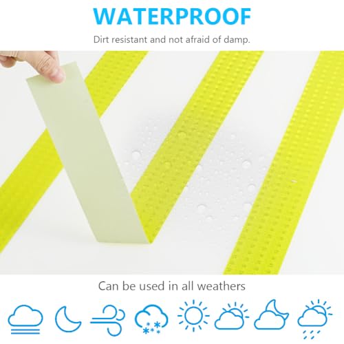 AOOWU Reflektierendes Klebeband Fluoreszierende Gelb, 10m x 5cm Wasserdicht Reflektorband, Hochintensives Selbstklebend Warnband Markierungsband, Conspicuous Warning Tape für Fahrzeuge,Autos,Anhänger