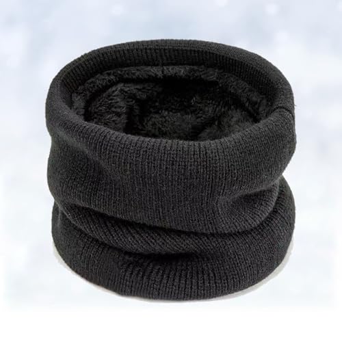 Scarf Winter Double-Layer Neck Warmer Knit Fleece Lined Circle Loop Scarves Gifts For Women Men