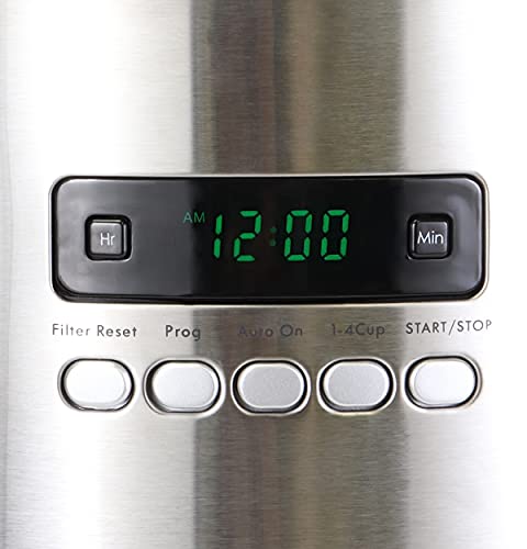 Image of Kenmore Coffee Maker 12 cup Drip Coffee Machine Reusable Filter Programmable Timer Digital Display Aroma Control Glass Carafe Charcoal Water Filter Regular Bold Stainless Steel and Black