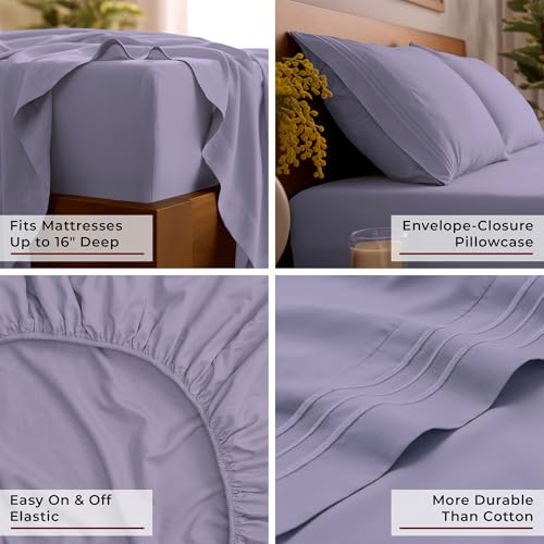 Image of Mellanni Full Sheets Set - 4 PC Iconic Collection Bedding - Hotel Luxury, Extra Soft, Cooling Bed Sheets - Wrinkle, Fade, Stain Resistant (Full, Violet)