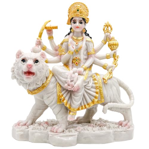 Estatua de Durga Mata de 8.5 pulgadas en color mármol