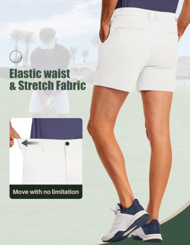 Image of PULI Golf Shorts Men 5 Inch Inseam Stretch Casual Dress Shorts with Pockets Waterproof Lightweight Quick Dry