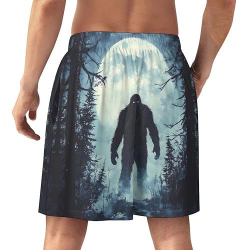 Sasquatch Bigfoot in Moon Men's Pajama Pants Casual Soft Pj with Pockets Comfy Lounge Sleep Bottoms Sleepwear3