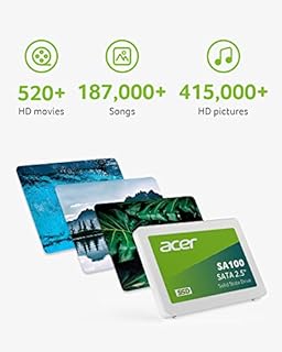 acer SA100 480GB SATA III 2,5" SSD con velocità di lettura fino a 560 MB/s - Disco interno per laptop e desktop - Veloce, silenzioso e resistente ai colpi