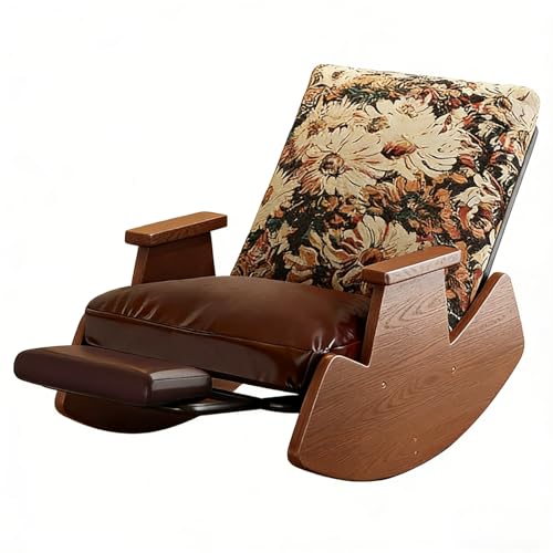XXYSPT Modern Vintage Reclining Chair with Footrest, 3-Level Adjustable Backrest, Solid Wood Armrests, Comfortable Lounge Recliner for Living Room, Bedroom, and Balcony
