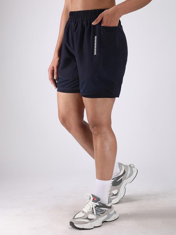 Image of CHKOKKO Gym Shorts for Women Workout Quick Dry fit Double Layered Inner Compression with Pockets Lightweight Running Yoga Sports & Training