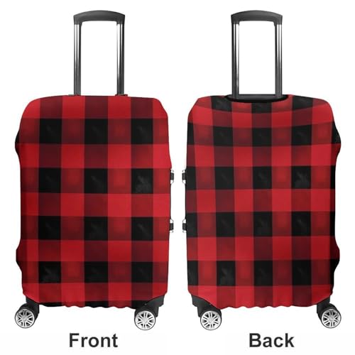 Red Black Buffalo Check Plaid Luggage Cover, Washable Elastic Suitcase Cover Protector Fit 18-32 Inch Luggage3