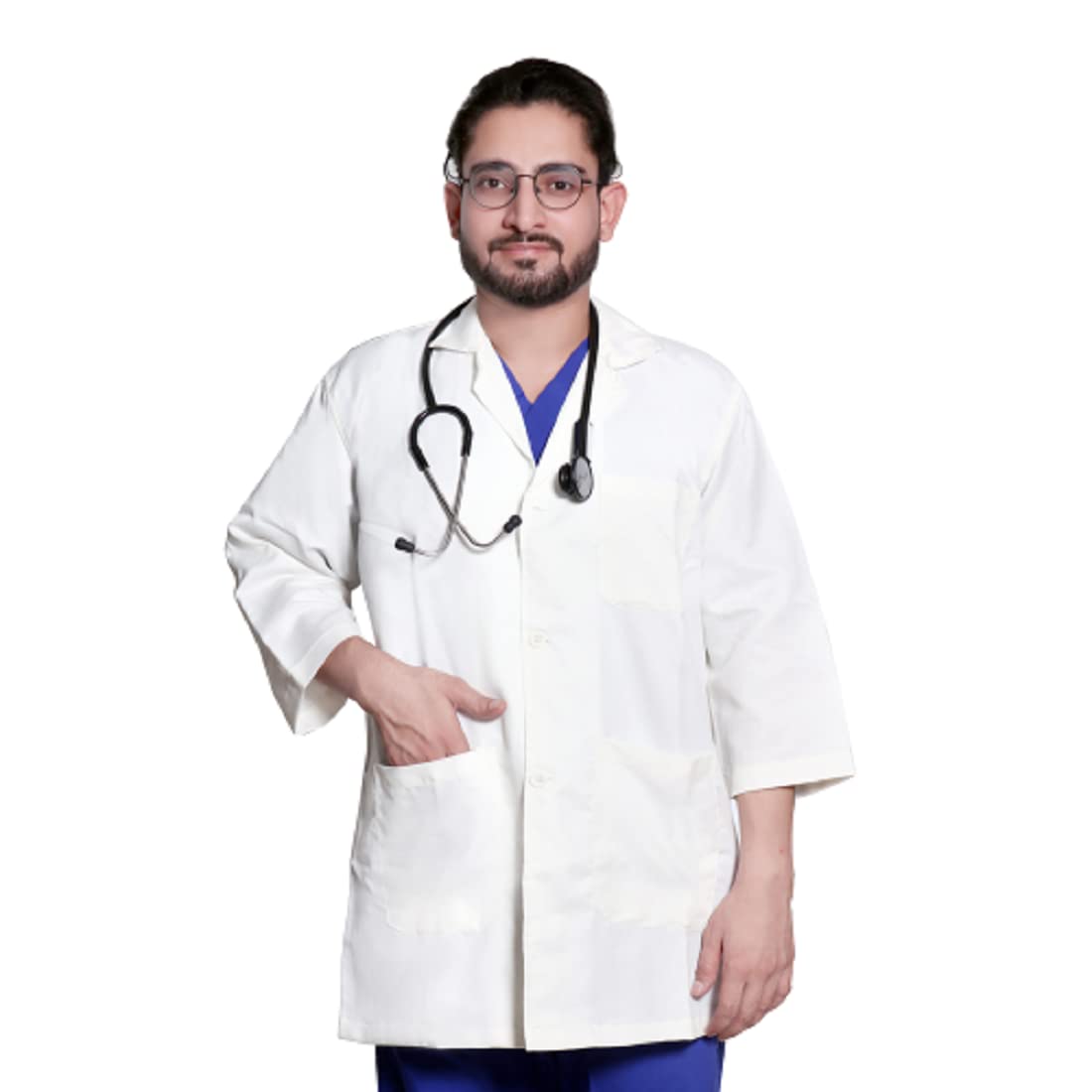 Hangerage Apron Lab Coat White - Unisex 3/4 Sleeves Pack of 1 (XXL