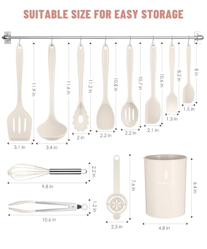 Image of Khaki Kitchen Utensils Set-12 Pieces Silicone Cooking Utensils Set