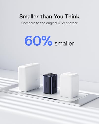 Baseus PICOGO 67W Cargador USB-C con 3 puertos y cable retráctil miniatura 3