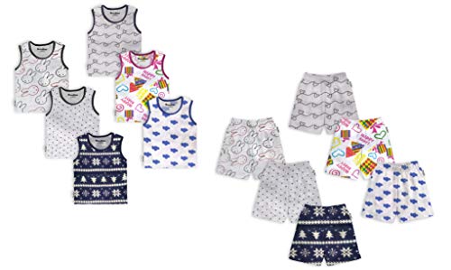 Tinchuk Cotton Sleeveless T-Shirt and Shorts Hero Print Set Pack of 12 (6 Tshirt + 6 Shorts) Multi-Coloured …