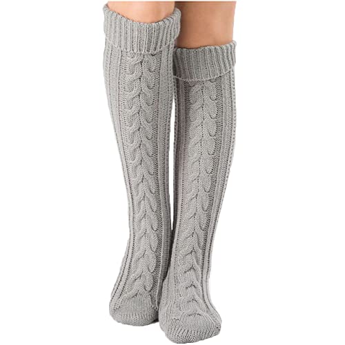 YAMEE Calcetines de Punto hasta la rodilla para mujer,Calentadores Largos de Punto,Calcetines Largos Mujer Invierno