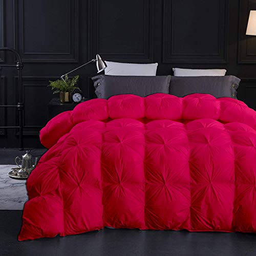 Bedify Home DECORE 1600-TC Pinch Pleated Down Comforter Full Size 82 x 86 Inches 1-Piece All-Season Duvet Insert, 850 GSM Micro Fill with All Side Corner Tabs 100% Egyptian Cotton