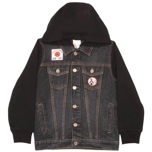 Marvel Spiderman Jean Jacket with Hoodie Spider-Man Miles Morales Denim Jacket for Little and Big Kid Boys Fashion Jacket