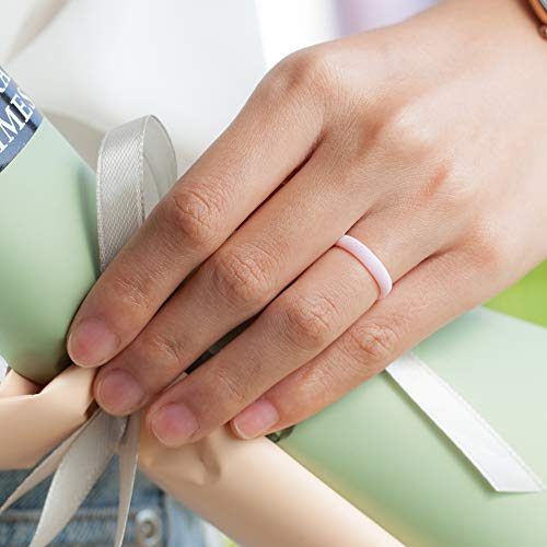 ThunderFit Silicone Wedding Rings for Women, Breathable Air Grooves Engagement Bands 3mm Wide 1.5mm Thick - 1/4/8/12 Variety Multipack3