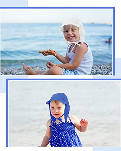 Jiuguva 4 Piece Sun Hat For Baby Boy Girl Adjustable Summer Sun Protection Swim Cap Infant Toddle Newborn Hat With Neck Flap (Stylish Colors) #TOP4