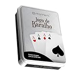 Jogo com 2 Baralhos Cartas Plástico com Lata de Metal Jogos Variados Diversão
