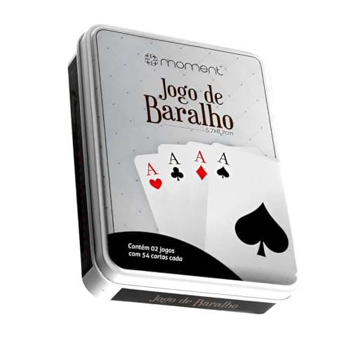 Jogo com 2 Baralhos de Plástico com Lata de Metal