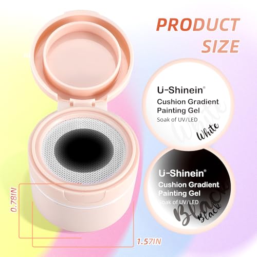 Cushion Gradient Painting Gel Black&White Ombre Uñas miniatura 7