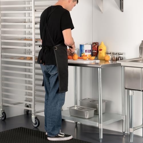 Image of HARDURA Stainless Steel Table with Undershelf and Galvanized Legs NSF Heavy Duty Commercial Prep Work Table for Restaurant Kitchen Home and Hotel