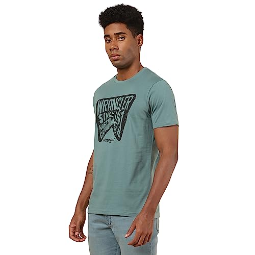 Image of Wrangler Men's Graphic Print Green T-Shirt (Regular)