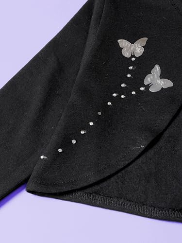 Image of KiddoPanti Girls Fleece Crop Length Shrug | Cotton Poly Fleece Fabric |Sequin Patch on Chest | Front Open Pearl Button Closure | Crop Length, Full Sleeve | Lightweigth & Breathable Girls Shrug