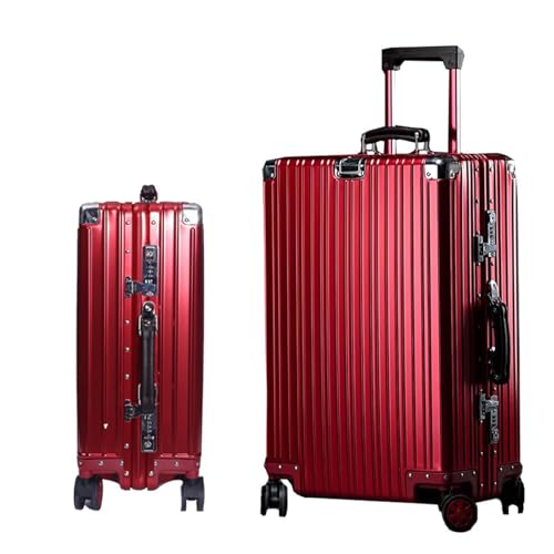 ZHANGshouf Maleta de Aluminio de 20 Pulgadas, Equipaje de Mano, Cabina silenciosa, Ruedas giratorias de 360°, Maleta Grande para Viaje facturado, Color Rojo, 24 Pulgadas
