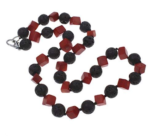 Collana di corallo naturale, arancione, 8x4 mm, lunghezza circa 43 cm, chiusura a moschettone in argento 925