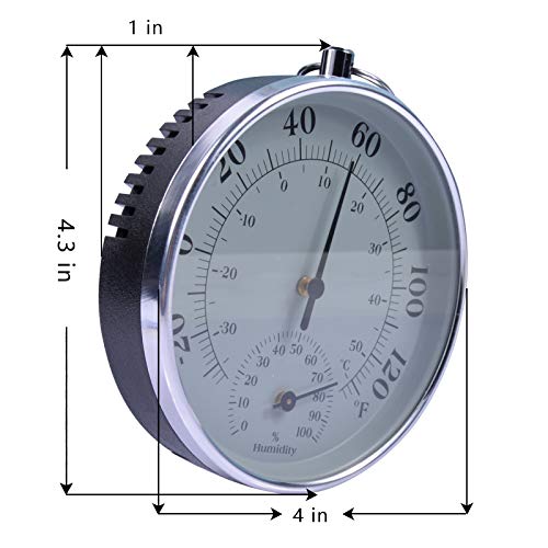Indoor Outdoor Thermometer Wireless - Weather Dial Hygrometer Thermometer, No Battery Required Hanging Hygrometer For Wall, Table, Car, Greenhouse Or Decorative, Round 4" In Diameter #TOP5