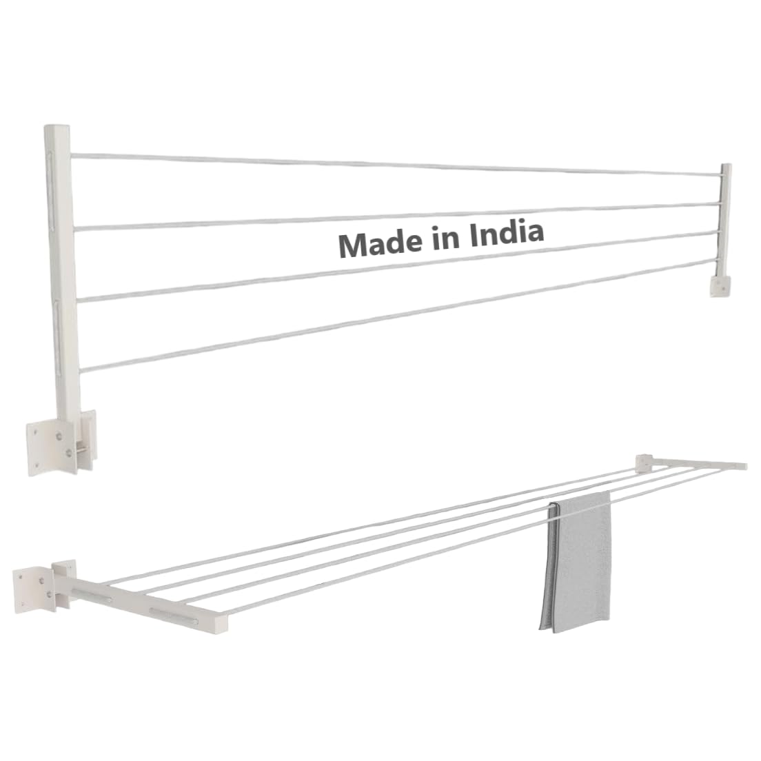 Viulvuk Wall Mount Metal Cloth Drying Stand | Foldable & Collapsible Cloth Dryer Hanger | Wall Mounted Clothes Dry Rack for Home, Balcony, Indoor, Outdoor with 40 Feet Rope and Fasteners (4 Tier) (B0DHXDF3XM) Amazon Price History, Amazon Price Tracker