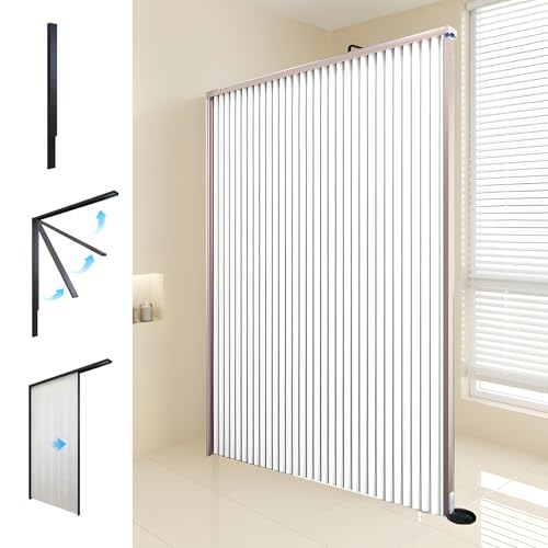 Divisor de Ducha Plegable Quvex con Marco de Aluminio 43.3" x 71" para Baños Pequeños miniatura 1